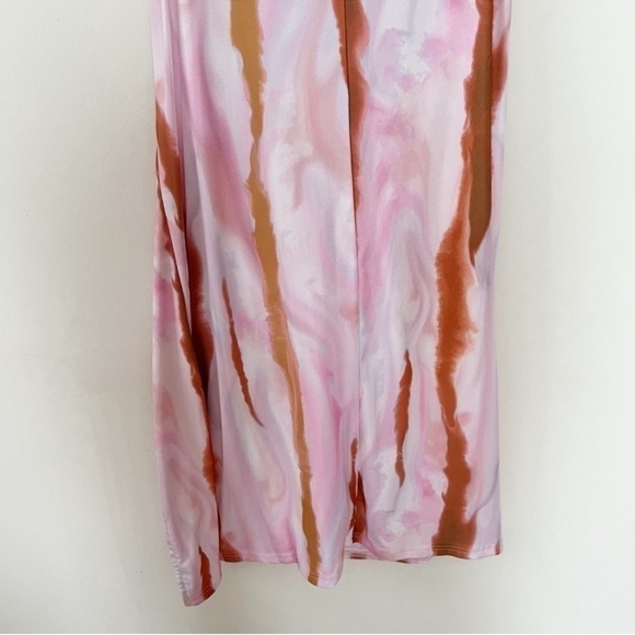 AMYLYNN Pink/Brown Tie Dye Adjustable Side Cinched Skirt Midi Length Size Medium - Picture 7 of 9